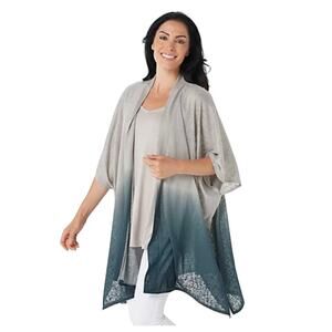 G.I.L.I. Dip Dye Knit Kimono Black Gray White One Size NEW